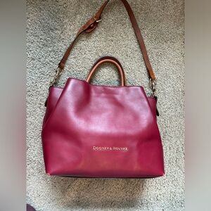 Dooney & Bourke CITY SMALL BARLOW Shoulder Bag Purse Burgundy Red Leather EUC